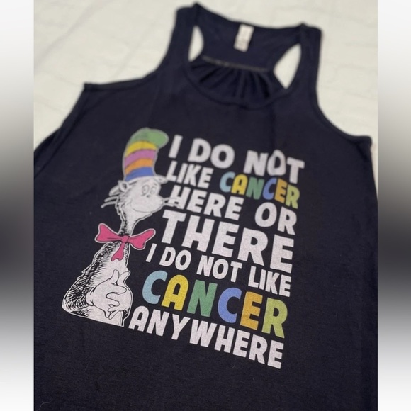 New Dr Seuss Women's Size M Graphic Tank Top  "I Do Not Like Cancer"  NWOT Navy - Picture 11 of 15